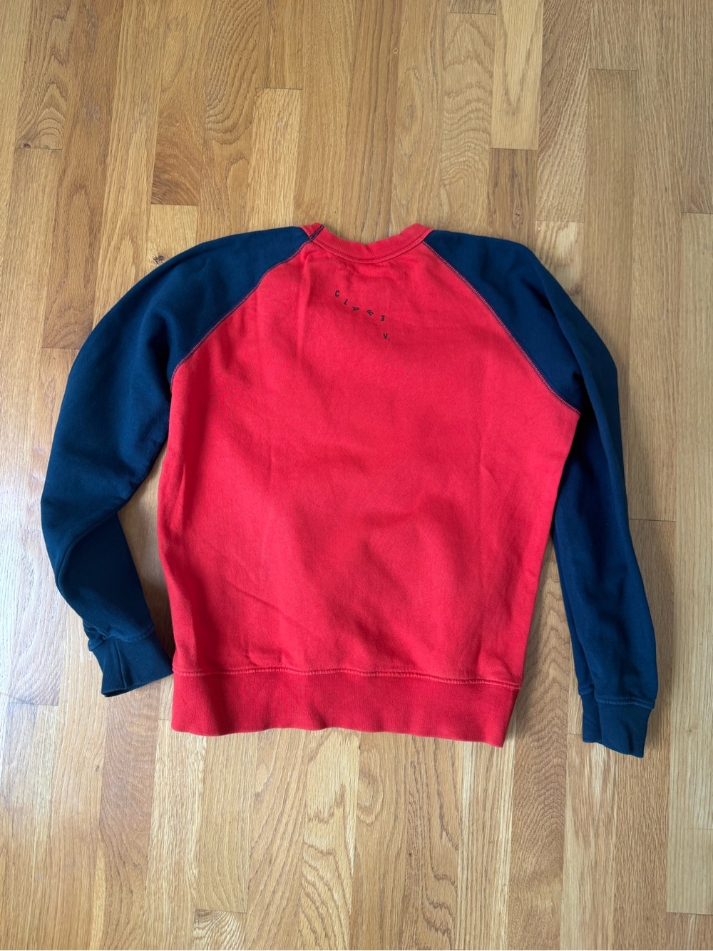 Clare V. Red & Navy Raglan Crewneck Sweatshirt - Picture 2 of 5